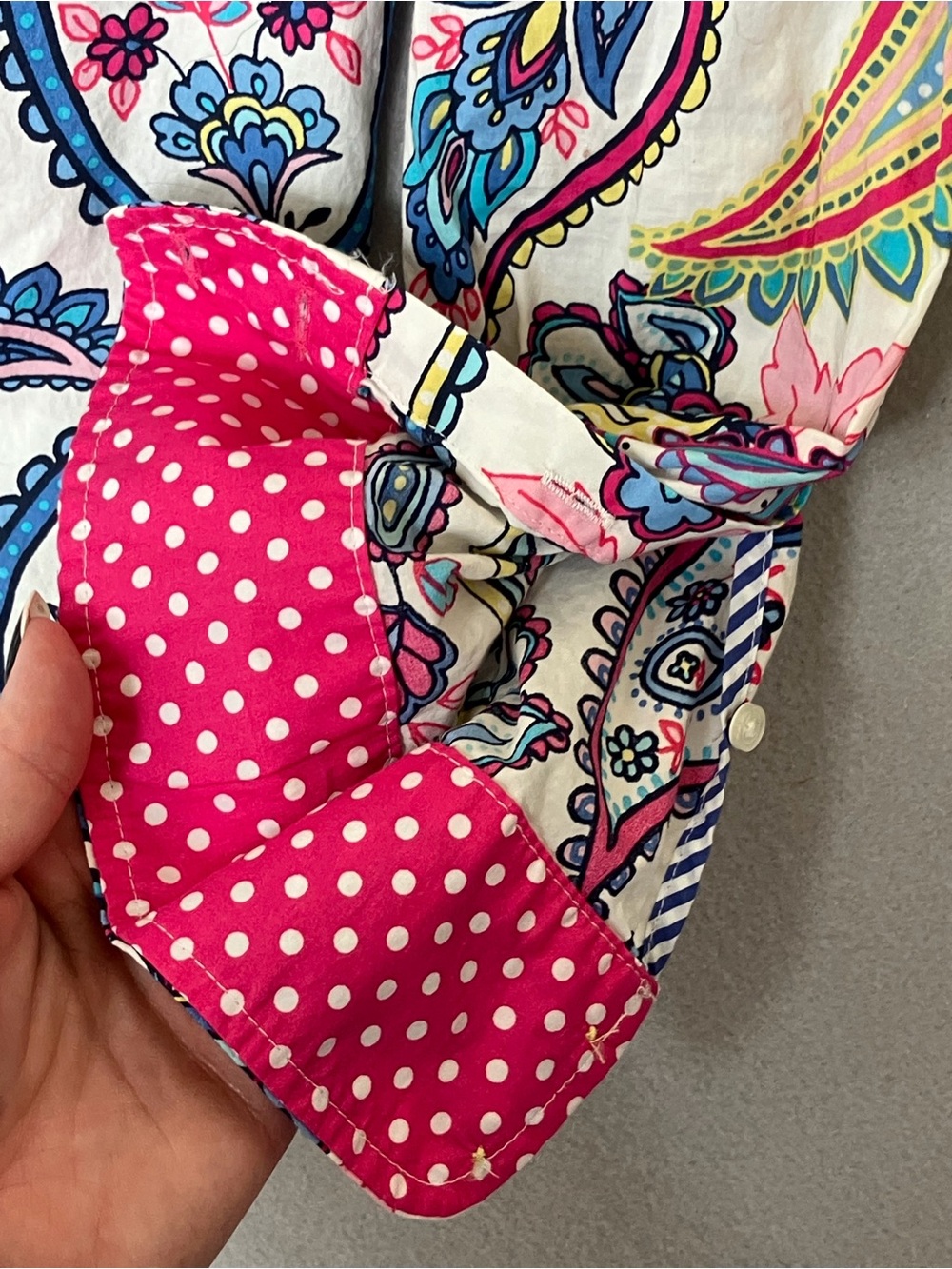 Talbots Bright Floral-Paisley Button Front Top in Turquoise, Hot Pink & Yellow - Picture 3 of 4
